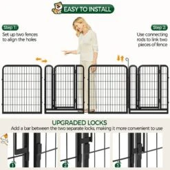 Yaheetech 16 Panels Dog Playpen Panels Metal Pet Exercise Barrier Outdoor Indoor, Black -Furniture GUEST c0365ba3 4e46 4ea5 8325 cf63f6394601