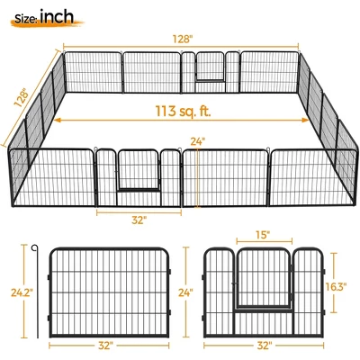 Yaheetech 24"H 16-Panel Large Dog Playpen For Outdoor Indoor 2 Yaheetech 24"H 16-Panel Large Dog Playpen For Outdoor Indoor - Image 2