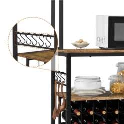 Yaheetech 65" Wine Bakers Rack Freestanding Wine Rack With Glass Holder And Wine Storage, Rustic Brown -Furniture GUEST c169fdcc 8da0 42d3 83de e75f83da75f8