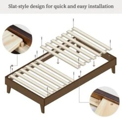 Yaheetech Wooden Bed Frame Platform Bed With Wood Slat Support -Furniture GUEST c2844524 f84d 4e39 832a d2e8b993f838