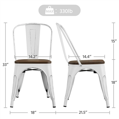 Yaheetech 4PCS Metal Frame And Wood Seat Stackable Dining Chairs With Backrest Footrests 2 Yaheetech 4PCS Metal Frame And Wood Seat Stackable Dining Chairs With Backrest Footrests - Image 2