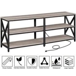 Yaheetech Vintage 3-layer TV Stand TV Console With Power Outlet -Furniture GUEST c42a3f60 7cec 42ba b6ff fd58ae0f076e