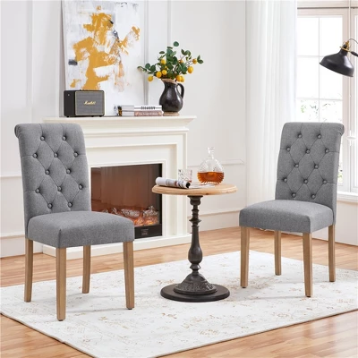 Yaheetech 2pcs Classic Fabric Upholstered Dining Chair Kitchen Chair 1 Yaheetech 2pcs Classic Fabric Upholstered Dining Chair Kitchen Chair