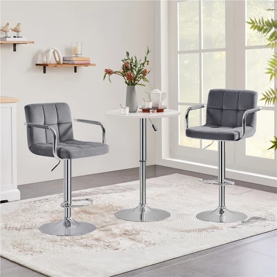 Yaheetech 2PCS Height Adjustable Swivel Bar Stools With Large Steel Base Backrests Footrest 1 Yaheetech 2PCS Height Adjustable Swivel Bar Stools With Large Steel Base Backrests Footrest