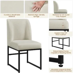 Yaheetech Set Of 2 Modern Dining Chairs Upholstered Armless Chair, Beige -Furniture GUEST c4643ad7 a062 450a 88e9 8c510ab5148f