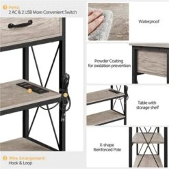 Yaheetech 3 Tier Console Table Sofa Table With Power Outlet, Gray -Furniture GUEST c4a0b007 1b53 4798 a98d 7a567dd72384