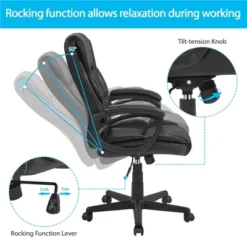 Yaheetech PU Leather Height Adjustable Office Chair With High Back,Black -Furniture GUEST c4bcd61b b573 48d8 b5dd 073a76ef341a