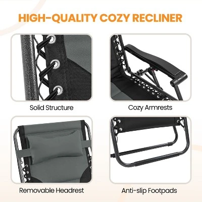 Yaheetech 29in Padded Outdoor Zero Gravity Chair 3 Yaheetech 29in Padded Outdoor Zero Gravity Chair - Image 3