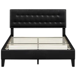 Yaheetech Upholstered Bed Frame With Button-Tufted Headboard -Furniture GUEST c5de7af1 a4c9 400a a7ff 09a7a60b4dcd