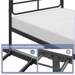 Yaheetech Modern Metal Platform Bed With Geometric Patterned Headboard -Furniture GUEST c5e505c1 e831 4258 99f6 5c038ba44908