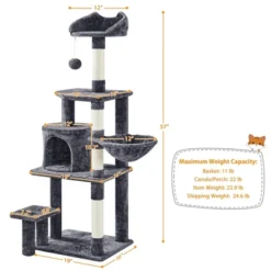 Yaheetech 57" Multi Level Cat Tower Tall Cat Tree With Basket & Condo & Scratching Post