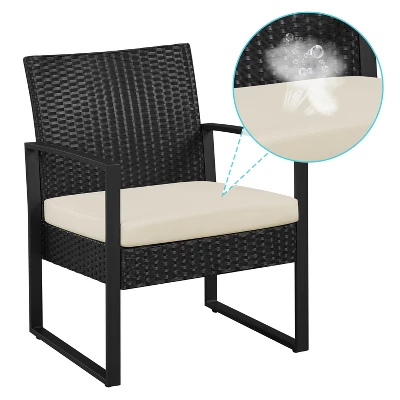 Yaheetech 3 Piece Patio Set Modern PE Bistro Furniture Conversation Sets 6 Yaheetech 3 Piece Patio Set Modern PE Bistro Furniture Conversation Sets - Image 6