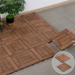 Yaheetech 27pcs Fir Wooden Floor Tiles Decking For Patio Garden -Furniture GUEST c6551f63 7e23 4a40 9fab b50fede9d3ba