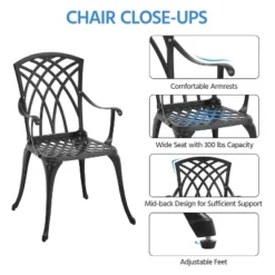 Yaheetech 3-Piece Patio Bistro Set For Garden Backyard Porch Balcon, Black -Furniture GUEST c6f6022b 490b 4ca2 804c d1ca8d726496