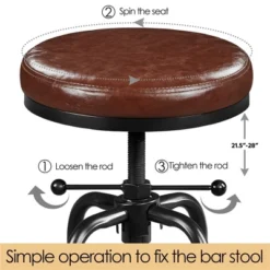 Yaheetech Industrial Counter Height Faux Leather Bar Stool Swivel -Furniture GUEST c71be5fa 08c4 4b5b b093 ea2af62bdd45