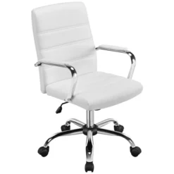Yaheetech Mid-Back Office Chair With Arms 360° Swivel PU Leather Office Executive Chair -Furniture GUEST c7644bc3 7a88 4ea2 b82e 0a501cef1166