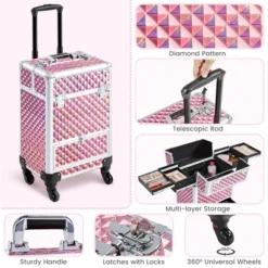 Yaheetech Rolling Makeup Train Case Aluminum Cosmetic Case -Furniture GUEST c77957b8 a8fe 497d aa60 43b673db4d29