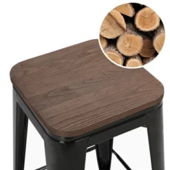 Yaheetech 4PCS Metal Stackable Counter Bar Stools With Wood Seat For Dining Room/Café -Furniture GUEST c7ca25cd dd71 4ef2 87cb cc41f53b7eaf
