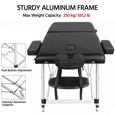 Yaheetech Portable Aluminum Massage Tables Black 6 Yaheetech Portable Aluminum Massage Tables Black - Image 6