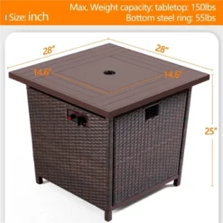 Yaheetech Gas Fire Pit Table With Glass Fire Stones 28in For Outdoor Patio Party -Furniture GUEST c88f96d3 eddd 46a7 9c86 71eaeebd63dd