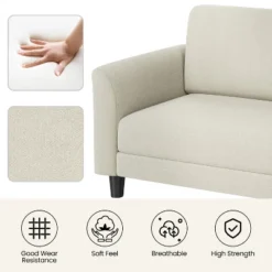 Yaheetech Modern Loveseat Sofa Couch 2-Seater Linen Fabric Upholstery Sofa Couch -Furniture GUEST c8ea06ee 2a60 4e89 ace5 dd3c53a8109a