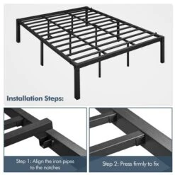 Yaheetech Metal Platform Bed Frame With Heavy Duty Steel Slat Support -Furniture GUEST c8f265ac 7b42 4733 8f75 e990700fdd33