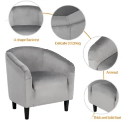 Yaheetech Velvet Club Accent Arm Chair Upholstered Barrel Chair -Furniture GUEST c99e2a63 78a8 4cc6 a969 58f8de8de294