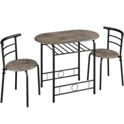 Yaheetech Modern Round Dining Table Set For 2 With Steel Legs, Storage Rack For Kitchens -Furniture GUEST c9af7a55 ab66 480b 928c 242d460ab03c