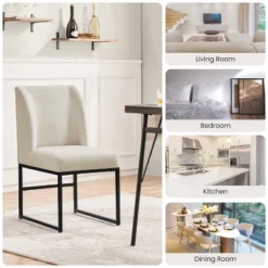 Yaheetech Set Of 2 Modern Dining Chairs Upholstered Armless Chair, Beige -Furniture GUEST c9c7bdb7 8a58 4cc2 bf56 a704d6b553f3