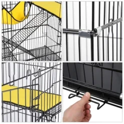 Yaheetech 4 Tiers Rolling Metal Cat Cage On Wheels Black -Furniture GUEST c9ea3b87 ea7e 4dfc bf4a 1a53c20d8d08