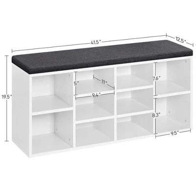 Yaheetech Shoe Storage Bench Shoes Organizer With 10 Cubbies And Cushion Seat, White 2 Yaheetech Shoe Storage Bench Shoes Organizer With 10 Cubbies And Cushion Seat, White - Image 2