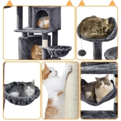 Yaheetech 69"H Large Plush Cat Tower With 2 Condos For Cats Kittens - Dark Gray -Furniture GUEST cad1bd4f a26a 4cbd 848f fa9f5b09e1b1