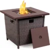 Yaheetech Gas Fire Pit Table With Glass Fire Stones 28in For Outdoor Patio Party