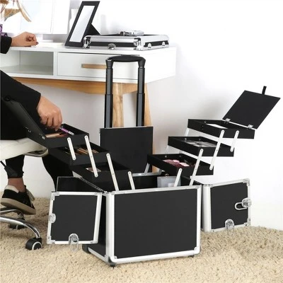 Yaheetech Professional Makeup Case Aluminum Rolling Makeup Trolley 1 Yaheetech Professional Makeup Case Aluminum Rolling Makeup Trolley