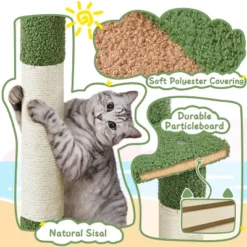 Yaheetech 59" H Cat Tree Tower With Natural Sisal Scratching Posts, Green/Brown -Furniture GUEST cc38f3cc bb6b 4c9b a203 8538f14fb0bd