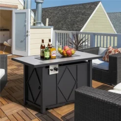 Yaheetech Outdoor Propane Gas Fire Pit Table 43 Inch Auto-Ignition 2 In 1 Gas Firepit -Furniture GUEST cc65d928 6b2f 4d81 b575 ba21c8583fb9