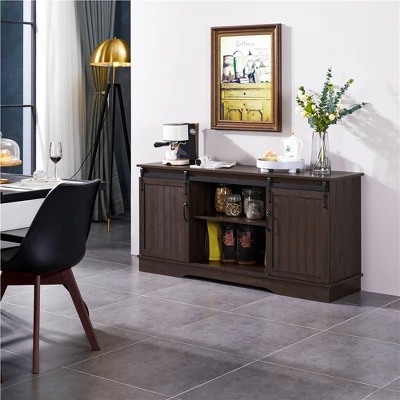 Yaheetech TV Stand Wih Storage, 58" Entertainment Center With Sliding Barn Door 2 Yaheetech TV Stand Wih Storage, 58" Entertainment Center With Sliding Barn Door - Image 2