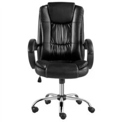 Yaheetech High Back PU Leather Office Chair With Padded Armrest, Black -Furniture GUEST cceb2f91 8910 45ea aaf1 639ecef0b1b1