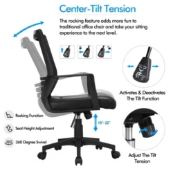 Yaheetech Adjustable Office Chair Midback Computer Chair With Lumbar Support -Furniture GUEST ccfcb88b 624e 4fdb ab76 58187dcbc4a0