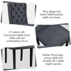 Yaheetech Button Tufted Dining Chairs Set Of 2 -Furniture GUEST cd5a3455 7ecb 4021 8f41 8f0ee44377d2