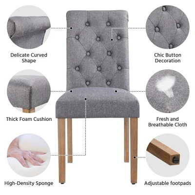 Yaheetech 2pcs Classic Fabric Upholstered Dining Chair Kitchen Chair 3 Yaheetech 2pcs Classic Fabric Upholstered Dining Chair Kitchen Chair - Image 3