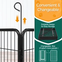 Yaheetech 8 Panels 47.5″ Dog Playpen Panels Steel Dog Cat Exercise Barrier, Black -Furniture GUEST cd8f9519 f377 4a34 8914 5e9de8326743