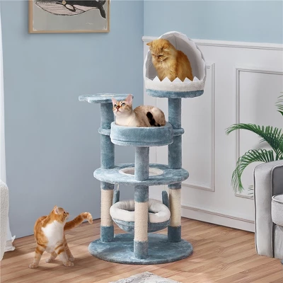 Yaheetech 45.5"Tall Multi-Level Ocean-themed Cat Tree, Blue / White Blue 1 Yaheetech 45.5"Tall Multi-Level Ocean-themed Cat Tree, Blue / White Blue