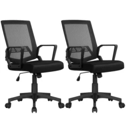 Yaheetech Adjustable Mid-Back Office Chair Computer Chair With Wheels -Furniture GUEST cda7bd30 0ed6 4247 840c 5ef789a829b9