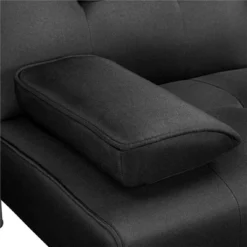 Yaheetech Convertible Futon Sofa Bed Tufted Fabric Futon With Cupholders And Pillows -Furniture GUEST cdb17eb5 fbc9 4cd4 bb2b 9c11482e4d27