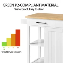 Yaheetech Mobile Kitchen Island Kitchen Trolley Cart With Adjustable Shelves White -Furniture GUEST cdb88405 209c 4f4a 9d8f c07fbae75cd0