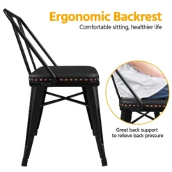 Yaheetech Industrial Metal Dining Bench With Upholstered Seat, Black -Furniture GUEST cdfc54d6 f343 4bf3 942d f8b44bd329be