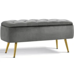 Yaheetech Modern Ottoman Footstool Bench With Storage Bench -Furniture GUEST ceb9f644 29ac 4bfe ba2e 052da8d464ca