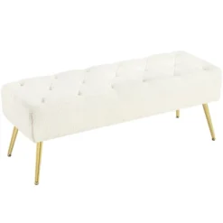 Yaheetech Modern Upholstered Button-Tufted Ottoman Footstool Bench For Bedroom -Furniture GUEST ceba2f1a 9e7b 4e21 9124 35493872a1d1