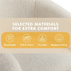 Yaheetech Upholstered Armchair Accent Barrel Chair Ivory -Furniture GUEST cf36f20a 35c0 40de b9d4 235c97383533